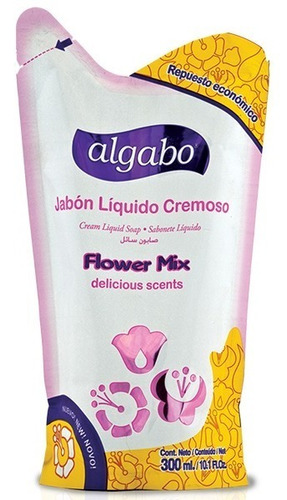 12 Jabon Liquido Algabo Flower Mix Repuesto X 300 Ml ( Mayor