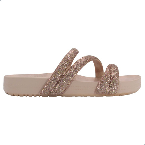 Rasteirinha Papete Zaxy Multi Tiras Slide Glitter Nude