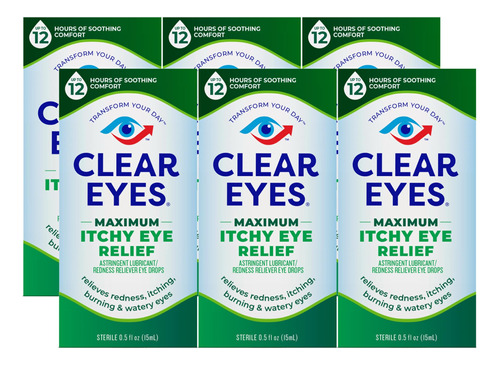 Clear Eyes Gotas Para Los Ojos Maximum Itchy Eye, 0.5 Onzas