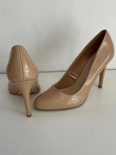 Zapatos Stilletos Forever Charol Beige Altos Talle 37.5