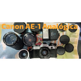 Câmera Canon Ae-1 Analógica Com Lentes E Acessórios