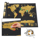 Póster Detallado Del Mundo De Viaje Con Mapa De Scratch Off