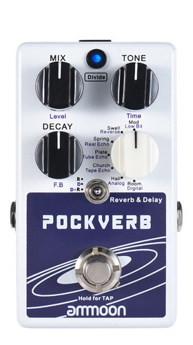 Ammoon Pockverb Pedal De Efecto De Guitarra Reverb & Delay.