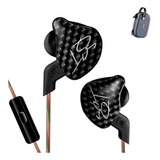 Fone De Ouvido In-ear Com Fio Kz Zst Plug 3.5mm Preto + Case