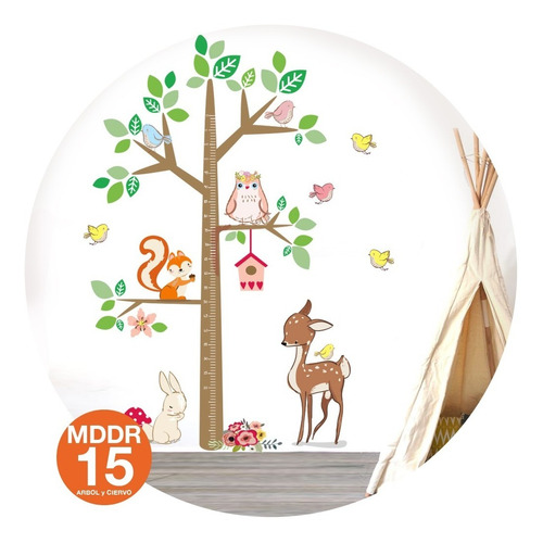 Vinilos Decorativos Medidor Arbol Animalitos Infantil