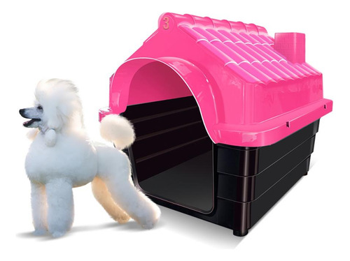 Casinha Para Cachorro Plástica N3 Média Mecpet Cor Rosa