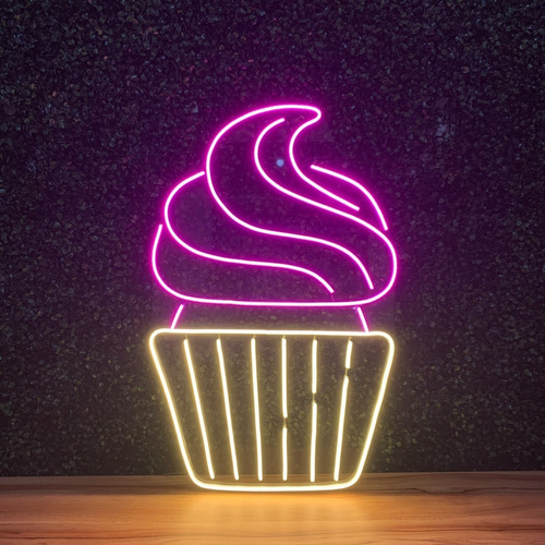 Placa Luminária/painel Neon Led - Cupcake 40x59cm