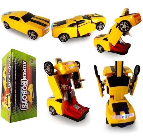 Carrinho Camaro Transformers Vira Robô Com Som E Luz