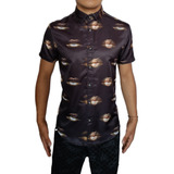 Camisa Buchón Estampado Besos Hombre Manga Corta Moda Oferta