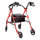 Andadera Ortopedica Rollator Adulto Con Asiento Color Roja