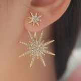 Lindo Brinco Ear Cuff Estrela Dourada Strass Unidade Fashion