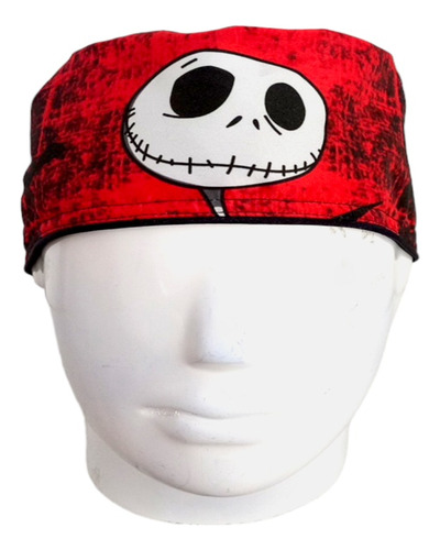 Gorro Quirúrgico Hombre + Lanyard Jack Skellington Rojo