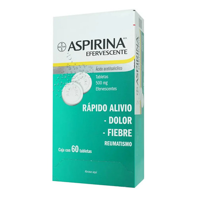 Aspirina Tableta Efervescente 500 Mg, 60 Tabletas | MercadoLibre