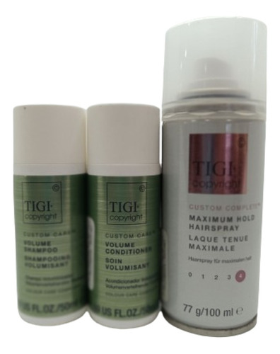 Tigi Copyright  Travel Volume Shampoo,acondicionador Y Laca