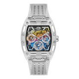 Reloj Guess Gw0499g3 Caballero Color De La Correa Blanco Color Del Bisel Transparente Color Del Fondo Azul