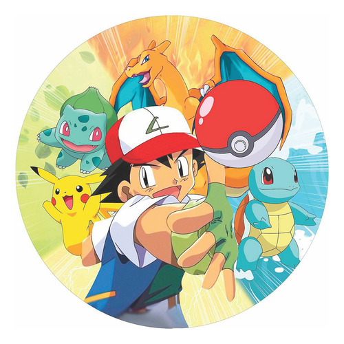 Painel Redondo Tecido Sublimado Pokemon 1,5 De Diam