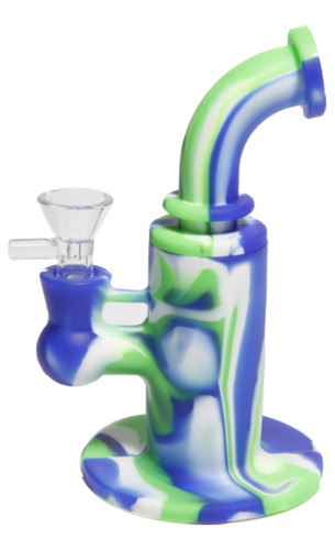 Bong De Silicone Colorido Com Bowl De Vidro Pequeno