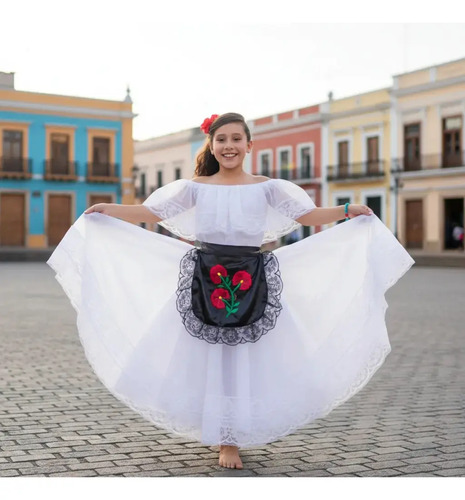 Vestido Veracruzana Infantil Disfraz Veracruz Regional Niña Traje Típico Jarocha Niña | Envío gratis