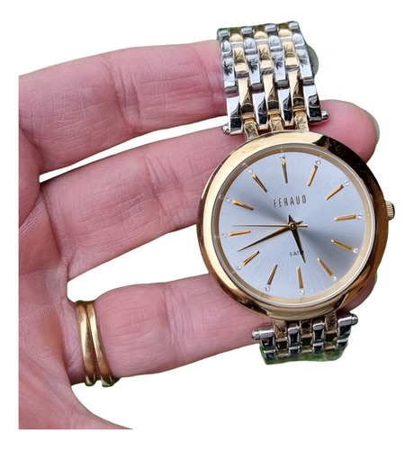Reloj Feraud Mujer Acero Lf20033lcd Dorado Plateado