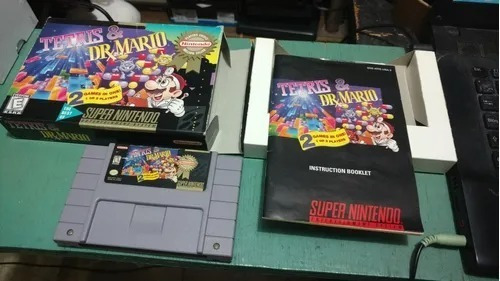 Tetris Y Doctor Mario Con Caja Y Manual Original Super Snes