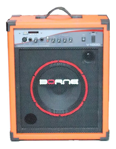 Caixa Amplificada Multiuso Borne V1000 Laranja 80w 