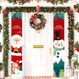 1 Par Decoración De Puerta Del Porche Delantero De Navidad