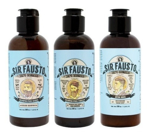 Sir Fausto Kit Shampoo Barba + Cabello + After Shave Travel