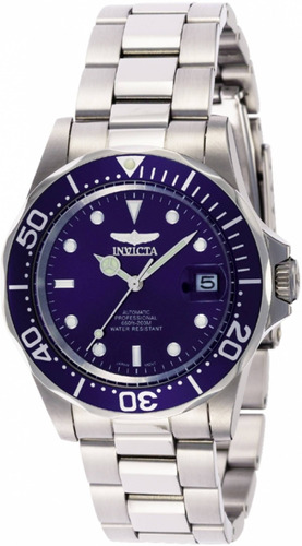 Relógio De Pulso Invicta Pro Diver 9094 Com Corpo Aço,  Analógico, Para Masculino, Fundo  Azul, Com Correia De Aço Inoxidável Cor Aço, Agulhas Cor Branco E Aço, Subdials De Cor Branco E Aço, Ponteiro 