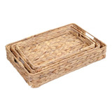 Set De 3 Canasto Organizador Deco Adorno Fibras Naturales