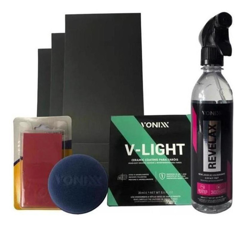 Kit Polimento Farol Revelax Vitrificador V-light Lixas