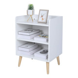 Tinsawood Mesita De Noche, Mesa Auxiliar De 3 Niveles Con C. Color Blanco