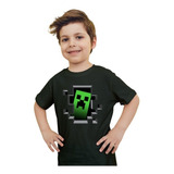 Camiseta  Infantil Camisa Minecraft Manga Curta Personagens