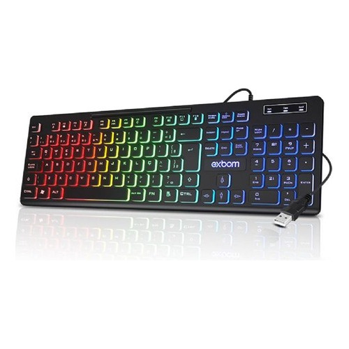 Teclado Gamer Multimídia Silencioso Barato Led Rgb Ptbr Pc