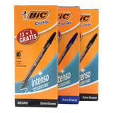 Lapiceros Bic Cristal Intenso Extra Grueso 1.6 Mm 36 Piezas