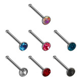 Piercing Nariz Recto 10mm Cristal 7 Piezas 20g Acero Quirurg