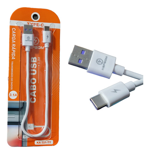 Cabo Carregador Usb X Usbc Curto Para LG Motorola Xiaomi