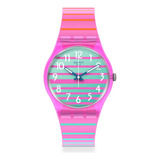 Reloj Swatch Mujer Electrifying Summer So28p105 Color De La Malla Rosa Chicle Color Del Bisel Rosa Color Del Fondo Celeste