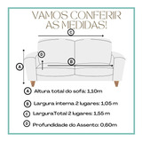 Capa De Sofa 2 Lugares Lisa Avulsa Cor Preto