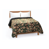 Cover Cubrecama Estampado Militar 2 1/2 Pz Verano Reversible