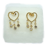 Aretes De Corazon Atrapasueños De Oro Laminado +estuche U8