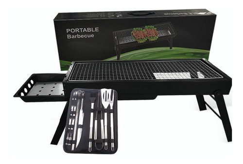 Kit Portátil Mini Parrilla Carbón Inoxidable + 18 Utensilios