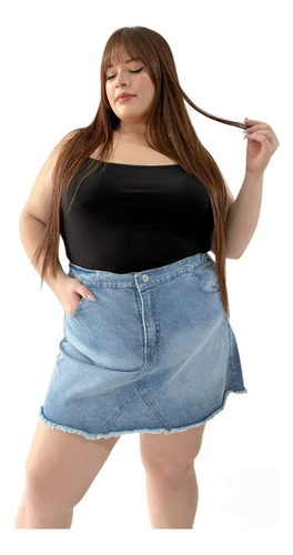 Pollera De Jeans Talles Especiales Grandes M Al Xxxl Celeste