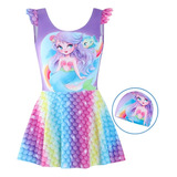 Traje De Baño Niñas Sirena Unicornio Juvenil Gorro Natación