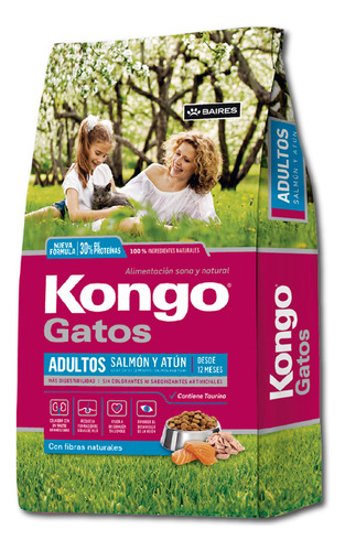 Alimento Kongo Natural Gato Adulto 15kg Salmón + Salsita