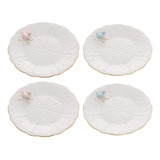 4 Pratos Para Sobremesa Wolff Birds De Porcelana 19 Cm