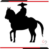 Calca Sticker Silueta De Charro A Caballo De 13 X 15cm 1pza