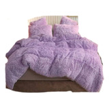 Plumón Edredón Peluche Con Suavetina Cama King Lila