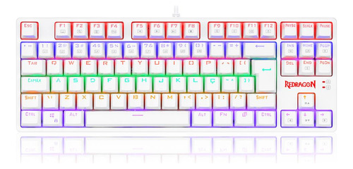 Teclado Mecânico Redragon Daksa Lunar White Rainbow Blue