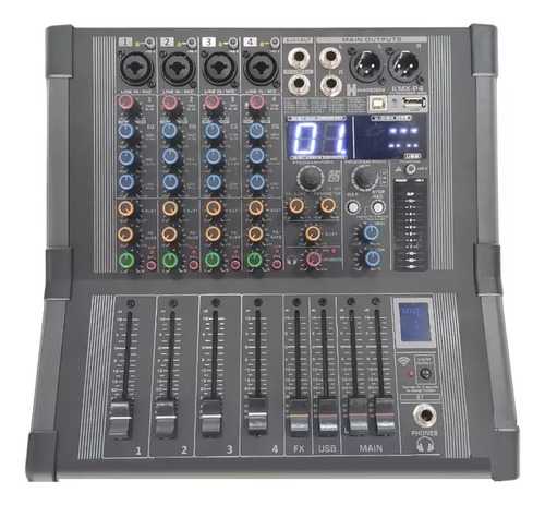 Consola Mezcladora Amplificada De 4 Canales Harden Kmx-p4