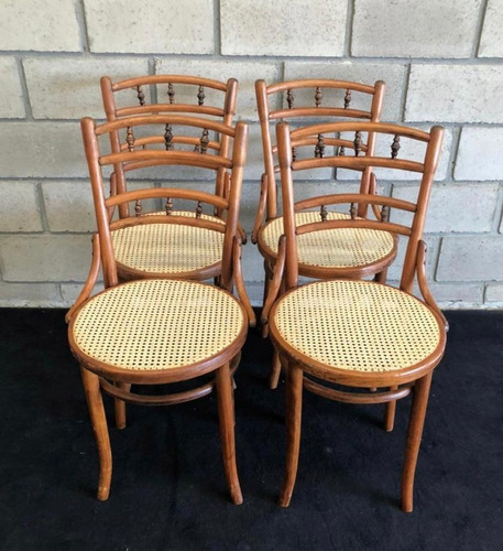 Antiguo Juego De 4 Sillas Mod 95 Originales C/ Sello Thonet